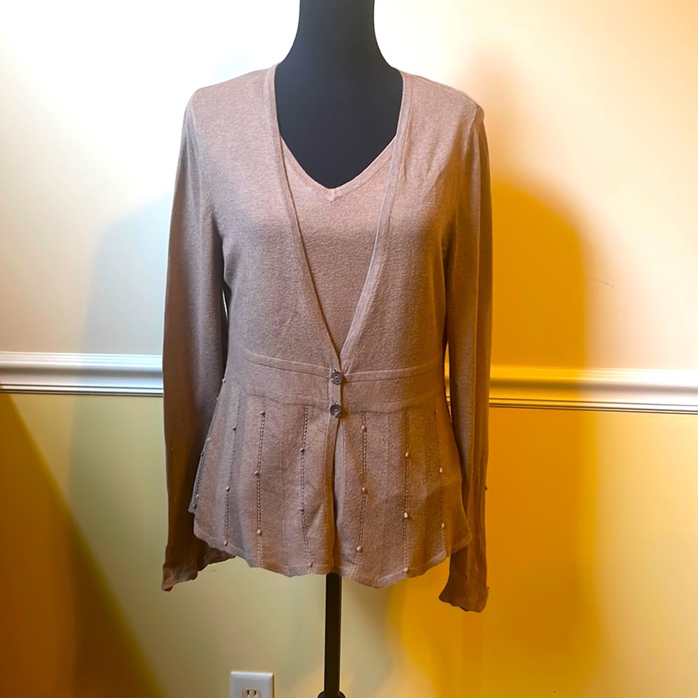 2 Piece Cardigan Set.  Sleeveless light weight top, with long sleeve cardigan.